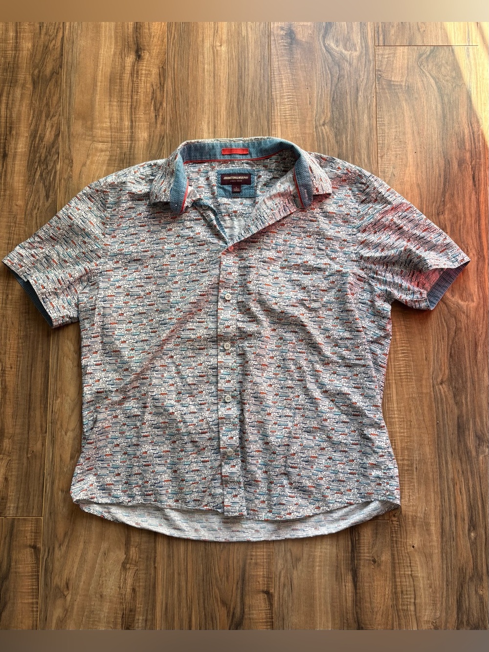 Johnston & Murphy 100% Cotton Nautical Boat Button-Down Size Large